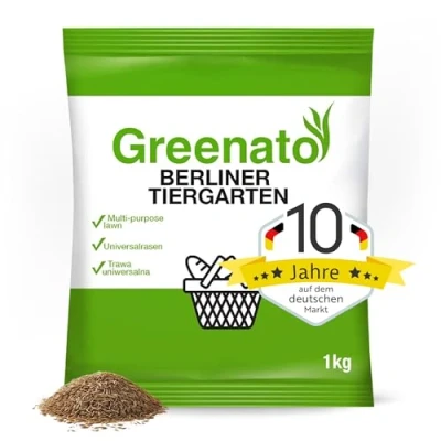 Abbildung von Greenato Rasensamen Berliner Tiergarten Grassamen schnellkeimend , 1 kg, für Zierrasen, Schattenrasen oder Trockenrasen