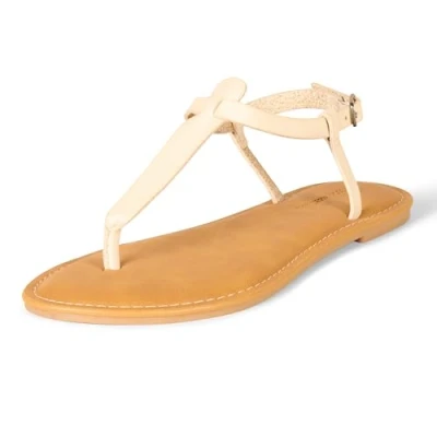 Abbildung von Amazon Essentials Damen Lässige Zehenstegsandale mit Knöchelriemen, Hellbeige, 43 EU