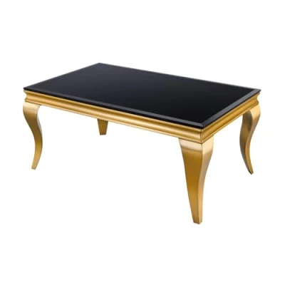 Abbildung von riess ambiente Couchtisch MODERN BAROCK 100cm schwarz / gold (Einzelartikel, 1 St), Wohnzimmer · Glasplatte Edelstahl eckig