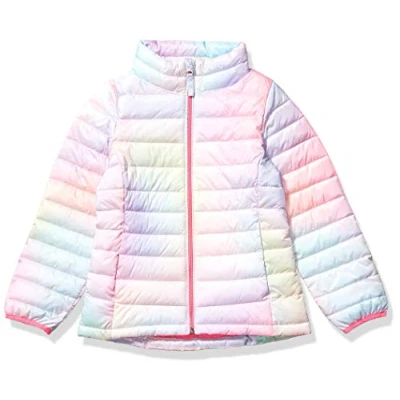 Abbildung von Amazon Essentials Mädchen Leichte Wasserabweisende verstaubare Pufferjacke mit Stehkragen, Rosa Schatteneffekt, 5 Jahre