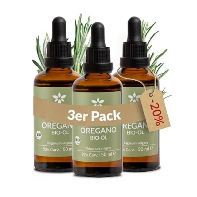 Abbildung von Heldengrün® Bio Oregano Öl 50 ml [MAX HOCHDOSIERT] mit +92% Carvacrol Zertifiziertes Lebensmittel zum Einnehmen Oreganoöl aus Griechenland 3 x