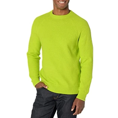 Abbildung von Amazon Essentials Herren Oversize Pullover mit Rundhalsausschnitt aus strukturierter Baumwolle, Lindgrün, 5XL Große Größen Tall