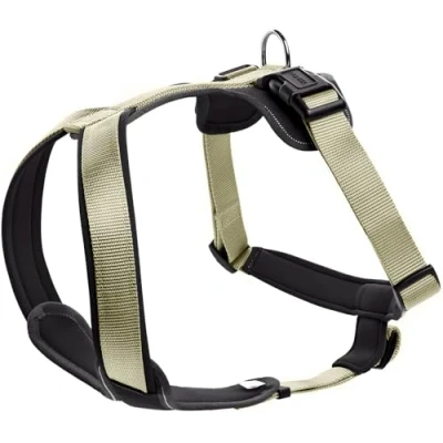 Abbildung von HUNTER Hundegeschirr NEOPREN, Farbe: oliv/schwarz, strapazierfähiges Nylon, mit weichem Neopren gepolstert, reflektierendes 3M Scotchlite Reflective Material, pflegeleicht, komfortabel, Größe: M/1