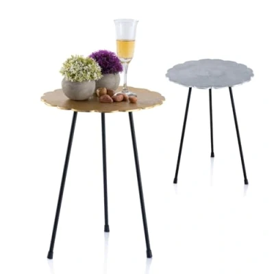 Abbildung von Amago home Beistelltisch Metall Dekotisch Hilton ø 35 x H 45 cm rund Aluminium mit Struktur Farbe Gold
