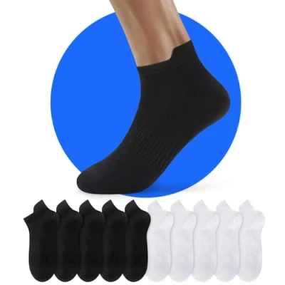Abbildung von NUOZA Socken Damen 35 38 Schwarz Sneakersocken Herren Kurze Weiße Sneaker Kurzsocken Halbe Low Tennissocken Baumwolle Running 10 Paar