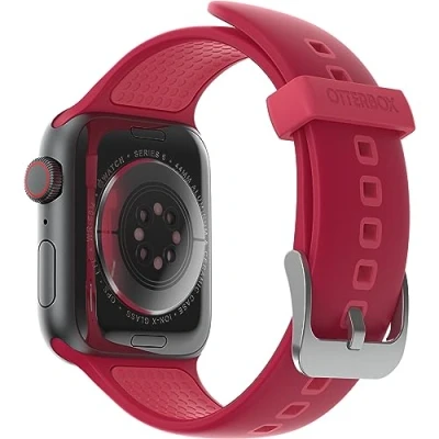 Abbildung von OtterBox All Day Uhrenarmband für Apple Watch Series 9/8/7/6/SE 2. gen/SE 1. gen/5/4/3 42mm/44mm/45mm, Weiches, Angenehmes und Strapazierfähiges Silikonband Watch, Rot