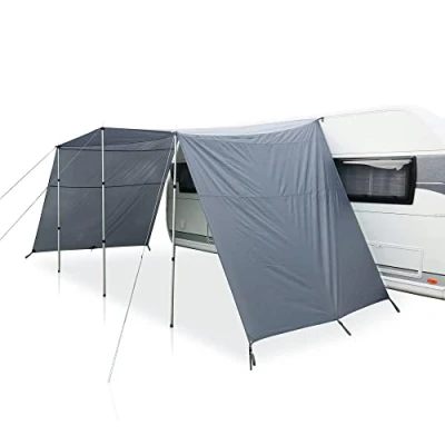 Abbildung von your GEAR Caravan Tarp Teramo 3 Größen 250, 300, 400 cm Breite, Tiefe 240 UPF 50+ Sonnendach für Wohnwagen Wohnmobil 5000 mm Sonnensegel Seitenwände Aufstellstangen 300x240