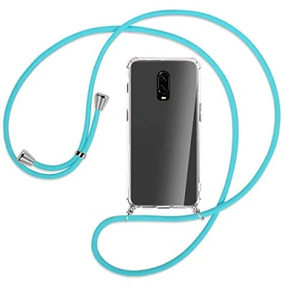 Abbildung von mtb more energy Handykette kompatibel mit OnePlus 6T (6.4&quot;) türkis Smartphone Hülle zum Umhängen Anti Shock Full TPU Case