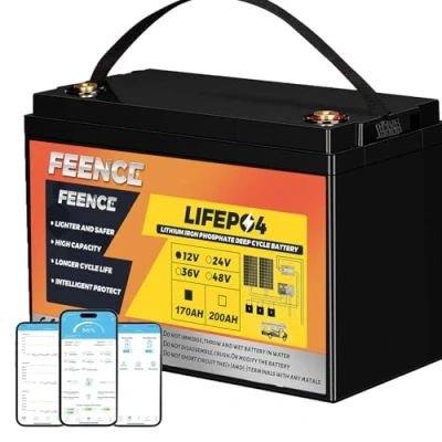 Abbildung von FEENCE LiFePO4 160ah Bluetooth, Lithium batterie 12V mit BMS Low Temperature Schutz und Max. 15000 Zyklens,2048Wh Autobatterie für Wohnmobil,Boot,Solarpanel