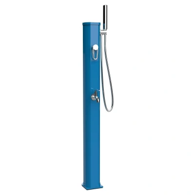 Abbildung von Außen Solardusche Jolly Go 20L mit Fußspülung Aluminium 120 cm
