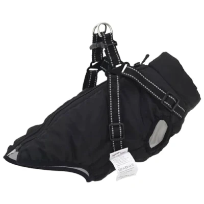 Abbildung von vidaXL Hundemantel mit Geschirr Wasserdicht Reflektierend Schwarz XL