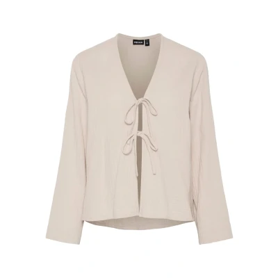 Abbildung von Pieces Pcsastina Binding Bluse, Damen, Größe: Small, Silver gray