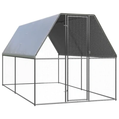Abbildung von vidaXL Outdoor Hühnerkäfig 2x4x2m Verzinkter Stahl Hühnerstall Freilaufgehege