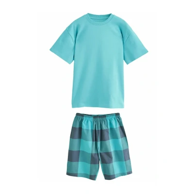 Abbildung von Next 3 PACK Set Nachtwäsche für Kinder, Größe: 116, Purple teal blue check