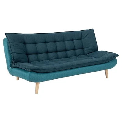 Abbildung von AC Design Furniture Henriette Bettcouch mit Schlaffunktion, Modernes 3 Sitzer Sofa Verstellbarer Rückenlehne, Gepolstertes Gästebett in Blau Holzbeinen, B: 194 x H: 91 T: 112 cm