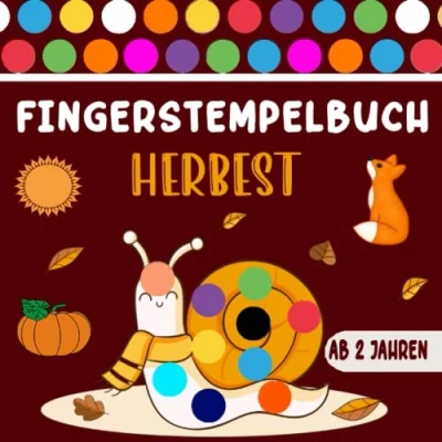 Abbildung von Herbst Fingerstempelbuch Ab 2 Jahren: 50 Fingerstempel Motive zum Fingerstempeln, Malen und Basteln... Bastelbuch für Jungen Mädchen