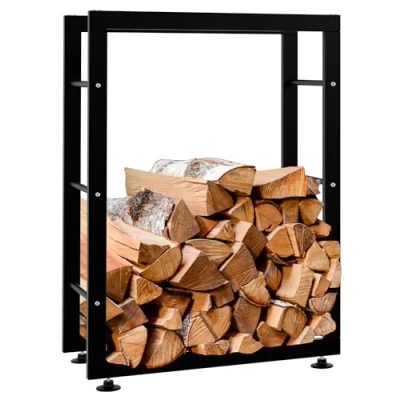 Abbildung von CLP Kaminholzregal Keri V2, BxTxH:60x25x80 cm, schwarzes Metall