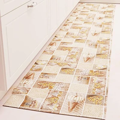 Abbildung von PETTI Artigiani Italiani Teppich Küchenläufer rutschfest und waschbar 52 x 340 cm Design Lidia Braun 100% Made in Italy