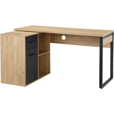 Abbildung von Places of Style Eckschreibtisch &quot;Moid, Computertisch, Kabeldurchlass, mit Regalfächern,&quot;, Schublade und Tür, flexibles Regalelement, 140x82 115 cm