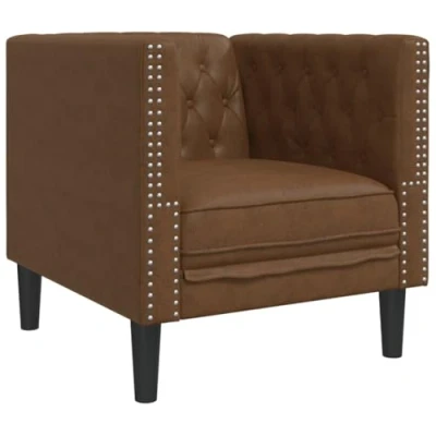 Abbildung von vidaXL Chesterfield Sessel, Loungesessel mit Knopfheftung, Polstersessel Relaxsessel für Wohnzimmer, Clubsessel Cocktailsessel Sofa, Braun Kunstleder in Wildleder Optik