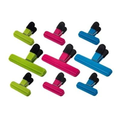 Abbildung von Lebensmittel Clips, 9 Stück Verschluss Verschlußklemmen Kunststoff Tüten Clips für Küche, Büro, Garage