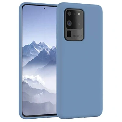 Abbildung von EAZY CASE Premium Silikon Handyhülle kompatibel mit Samsung Galaxy S20 Ultra / 5G, Slimcover Kameraschutz und Innenfutter, Silikonhülle, Schutzhülle, Bumper, Handy Case, Hell Blau