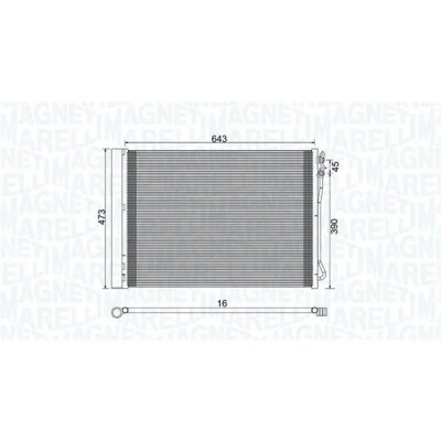 Abbildung von MAGNETI MARELLI 350203781000 Klimakondensator mit Trockner 643x473x16 473mm 643mm 16mm BMW: 7, 5 Touring, Limousine