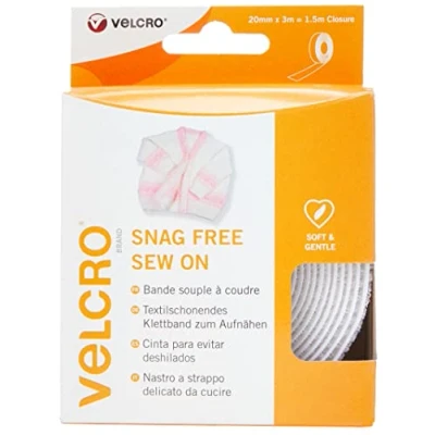 Abbildung von VELCRO Marke Zum Aufnähen geeignetes Stoffband Selbstklebendes Haken und Schleifenband, zuschneidbar Perfekt für Bastelarbeiten, Kleidungsreparaturen &amp; Säume Weiß 20 mm x 3 m