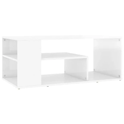 Abbildung von vidaXL Couchtisch mit Stauraum Beistelltisch Wohnzimmertisch Kaffeetisch Sofatisch Teetisch Tisch Wohnzimmer Hochglanz Weiß 100x50x40cm Holzwerkstoff