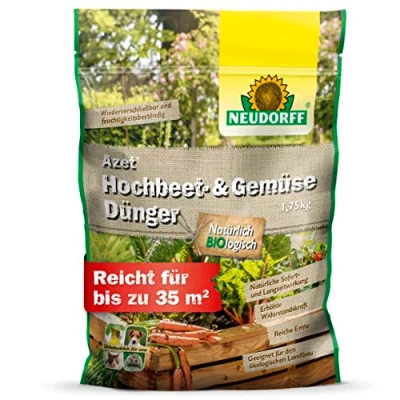 Abbildung von Neudorff GemüseDünger Bio Azet Hochbeet und 1,75 kg für 35m², Hochbeetdünger mit 100 Tagen Langzeitwirkung, alle Gemüsearten im Hochbeet, sorgt reiche Ernte