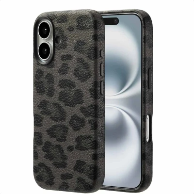 Abbildung von Apple iPhone 16 Hülle MagSafe Kunstleder Selencia Backcover Handyhülle Schwarz
