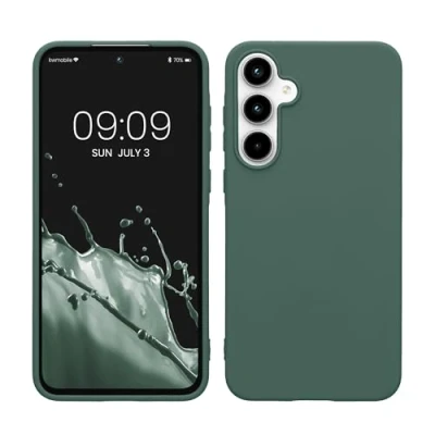 Abbildung von kwmobile Hülle kompatibel mit Samsung Galaxy A55 5G weiches TPU Silikon Case Cover geeignet für kabelloses Laden Tannengrün