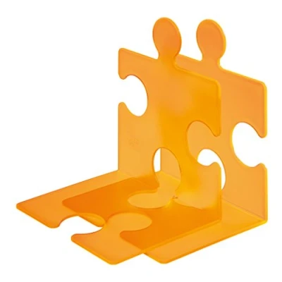 Abbildung von HAN CD Ständer &amp; Buchstütze Puzzle, standfester kombinierbarer Stehsammler in modernem Puzzle Look, für CDs, Bücher DVDs, 9212 61, transluzent orange