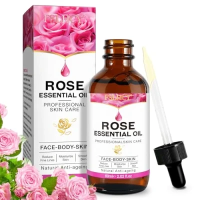 Abbildung von Rosenöl Gesicht 60ML Rose Oil mit Vitamin C Serum Anti Aging Falten Gegen dunkle Flecken und müde Haut Feuchtigkeitspflege für Gesicht, Körper,
