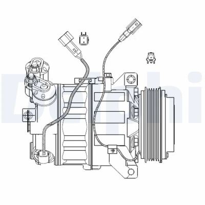Abbildung von DELPHI CS20482 Kompressor PXC16 PAG 46 mit Kompressoröl FORD: MONDEO 4 Turnier, S Max Mk1, 4, VOLVO: V70 3, XC60 I, XC70 II Kombi