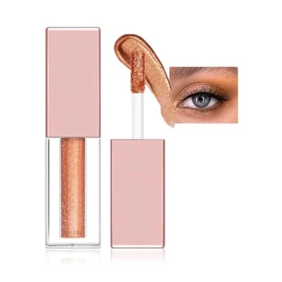 Abbildung von Glitzer Lidschatten Flüssig,Diamond Glitter Eyeliner Liquid,Glitzer Finish Glattes Schimmer Augen Make up,Langanhaltende Formel Auf Gel Basis, Schnell Trocknend(04 Bronze Gold)