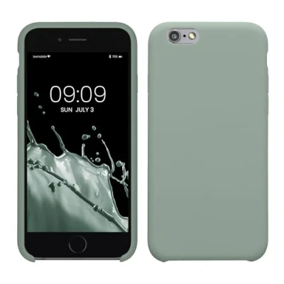 Abbildung von kwmobile Hülle kompatibel mit Apple iPhone 6 / 6S Silikon Handy Case Handyhülle weiche Oberfläche kabelloses Laden Rainwashed Grün