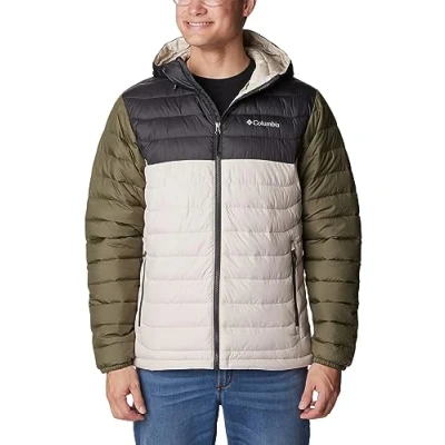 Abbildung von Columbia Powder LITE Hooded Jacket Winterjacke, Herren, Größe: XS, Dark stone/shark/green