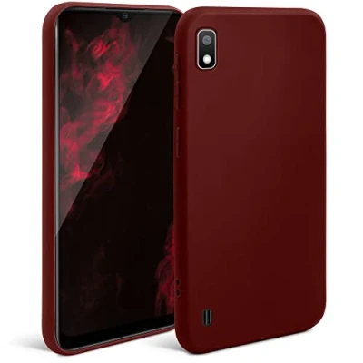 Abbildung von Moozy Minimalist Series Silikon Hülle für Samsung A10, Weinrot Mattes Finish, Dünne, Weiche TPU Handyhülle Schutzhülle