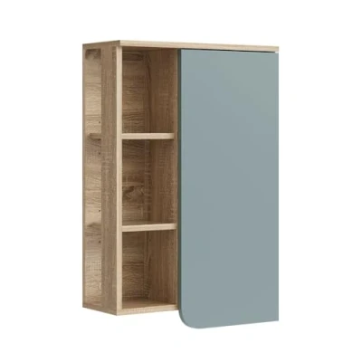 Abbildung von Vicco Badschrank Karen, Sonoma/Blau Grau, 50 x 75 cm mit Tür und offenen Fächern