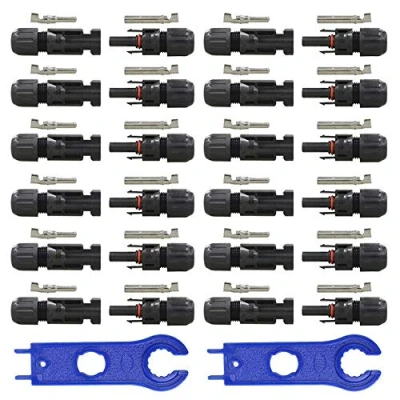 Abbildung von GTIWUNG 12 Paar Solarpanel Stecker,Männlich/Weiblich Kabelstecker,Solar Panel Kabel Anschlüsse Stecker, Photovoltaik Steckverbinder mit Schraubenschlüssel,Schwarz