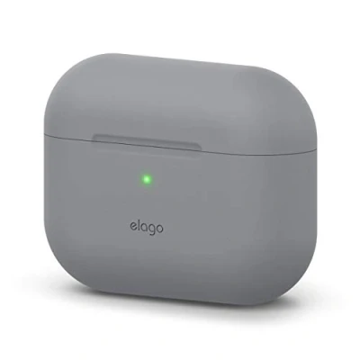 Abbildung von elago Original Silicone Case Kompatibel mit AirPods Pro Hülle Ladecase 360 Grad Rundum Schutzhülle, Hochwertige Silikonhülle [Passform Getestet] (Grau)