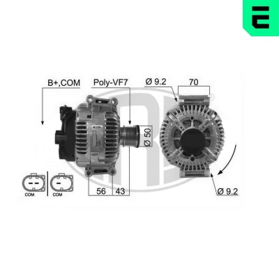 Abbildung von ERA 210475 Lichtmaschine 14V 180A MERCEDES BENZ: E Klasse Limousine, C T modell, Sprinter 3.5 Kastenwagen, CHRYSLER: 300C Touring