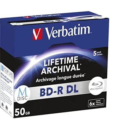 Abbildung von 1 x 5 Verbatim M Disc BD R Blu Ray 50 GB 6 Speed, Jewel Case