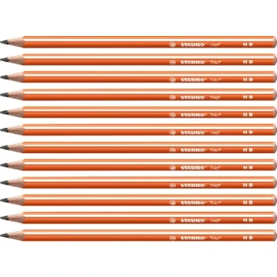 Abbildung von Dreikant Schulbleistift STABILO Trio Bleistift in orange 12er Pack Härtegrad HB