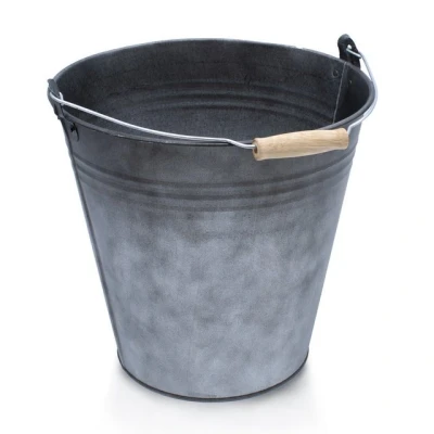 Abbildung von Spetebo Übertopf Zinkeimer mit Holzgriff 10 L (Stück, 1 St., Zinkeimer), dekorativer Eimer zum Bepflanzen oder Transport