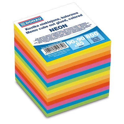 Abbildung von DONAU 8302001PL 99 Ökologischer Würfel Zettelbox Notizklotz Zettelklotz Nicht Verklebt, circa 700 Blatt, 89x89mm, Verschiedene Leuchtfarben für Büro Schule, 90 x mm
