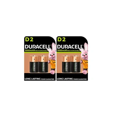 Abbildung von 4 x Duracell D Wiederaufladbare 3000 mAh (2 Blister mit je 2 Batterien) Batterien