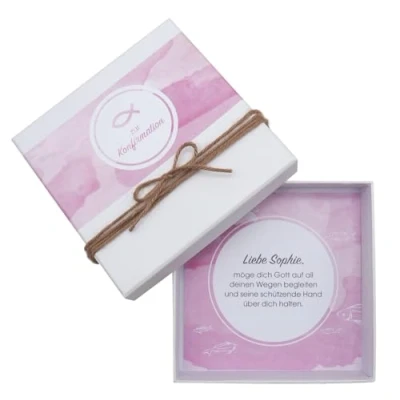 Abbildung von ZauberDeko Geldgeschenk Verpackung Konfirmation MIT Namen Fisch Mauve Rosa Geschenk Gutschein