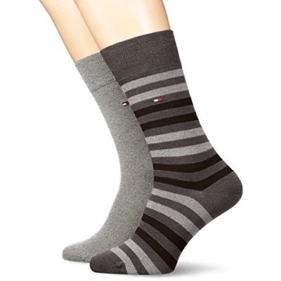 Abbildung von Tommy Hilfiger DUO Stripe SOCK 2 PACK Socken, Herren, Größe: 39 42, Middle grey melange